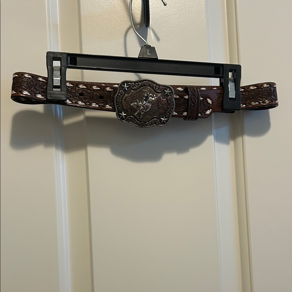 Kids Western Brown Belt with Silver Buckle